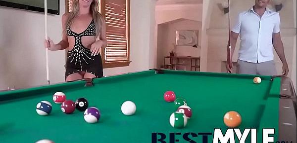  Tucker Stevens likes to gamble, especially when it comes to billiards. Turns out, this MILF is a pool shark, and she uses every trick at her disposal to make sure she wins a wager with our unsuspecting stud.